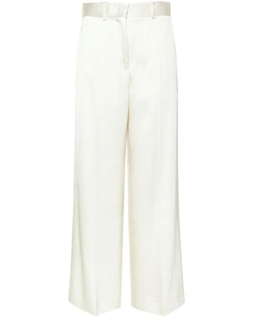 Jil Sander White High-Rise Twill Palazzo Trousers