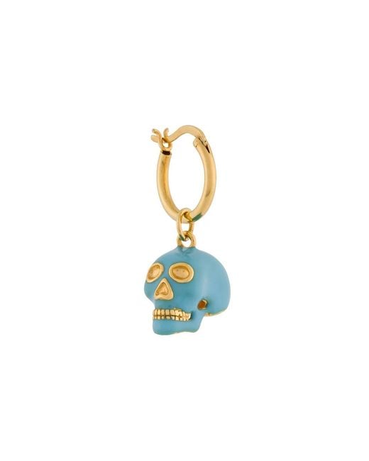 True Rocks Blue Small Skull Hoop Earring