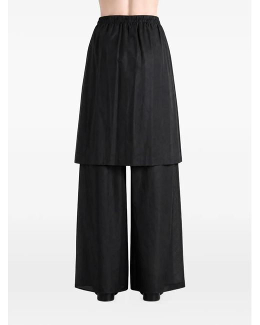 Amomento Black Layered Drawstring Trousers