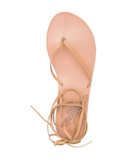 Ancient Greek Sandals Natural Leather Ankle-Tie Sandals