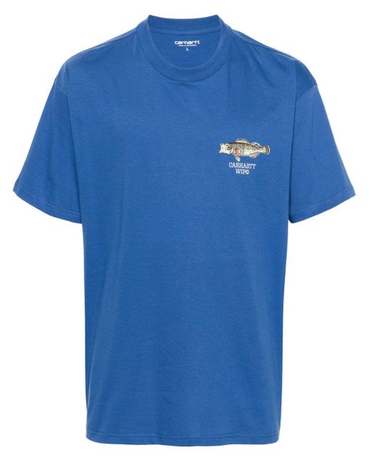 Carhartt Blue Fish-print Cotton T-shirt for men