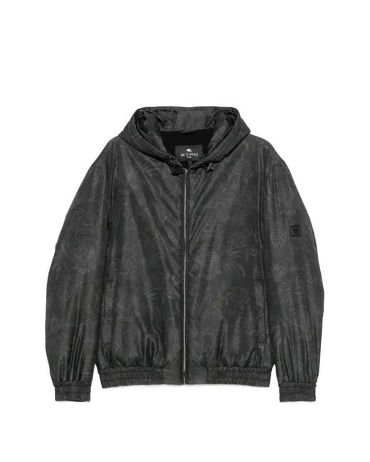 Etro Black Paisley-Print Hooded Jacket for men