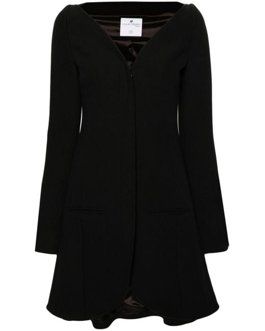 Courreges Black Ellipse Flared Coat - Women's - Polyamide/elastane/viscose/woolcupro