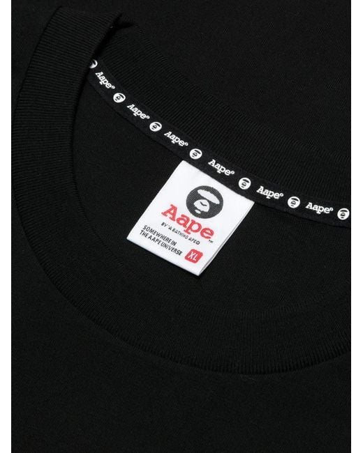 Aape By A Bathing Ape Black Logo-Print T-Shirt for men