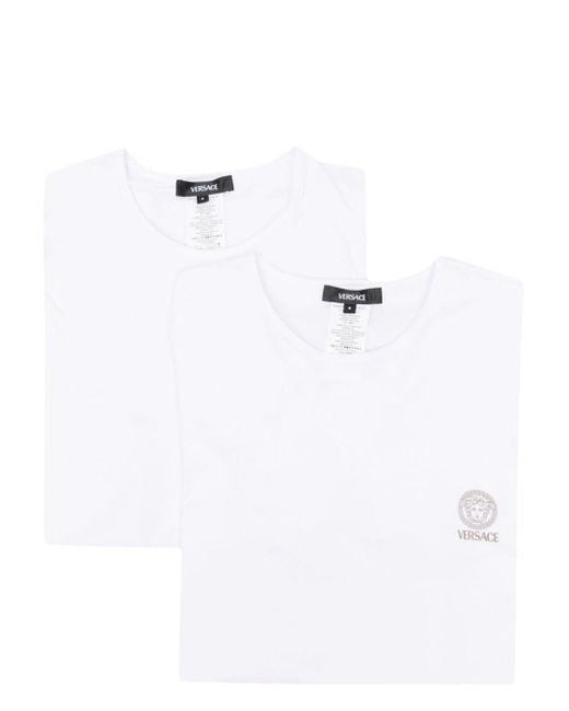Versace Twee Katoenen T-shirts Met Logoprint in het White voor heren
