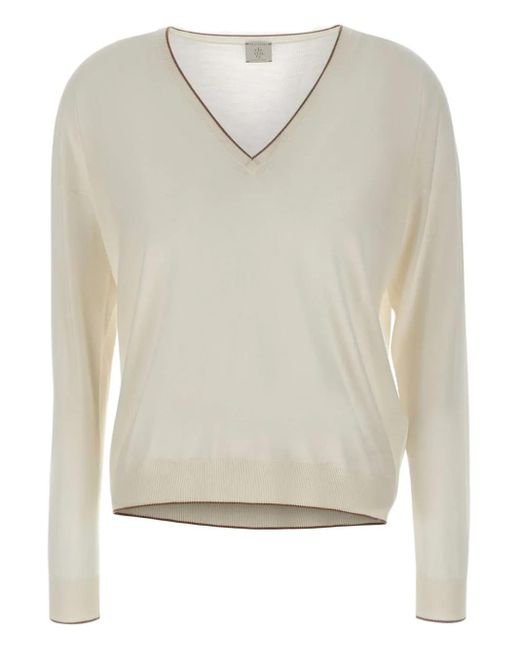 Maglione Con Scollo A V di Eleventy in White