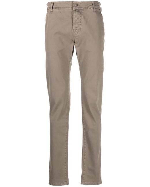 Jacob Cohen Gray Mid-Rise Straight-Leg Slim-Fit Trousers for men
