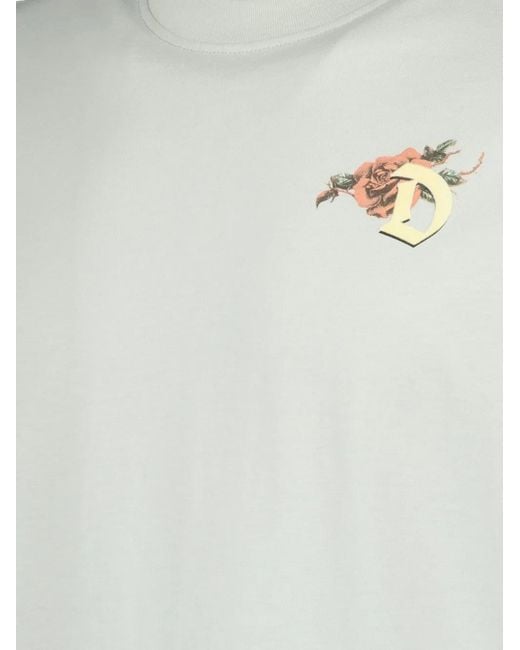 DIESEL White Floral-Print Crew-Neck T-Shirt for men