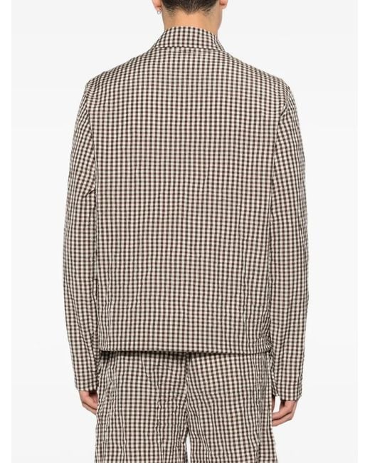 Moncler Brown Gingham Crinkle Shirt Jacket for men