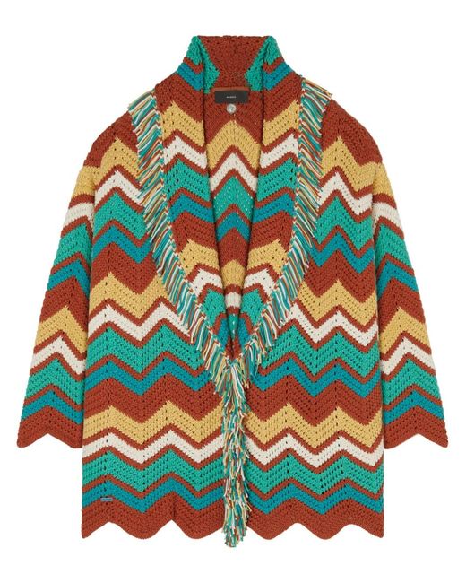 Alanui Gray Kaleidoscopic Chevron Knit Cardigan