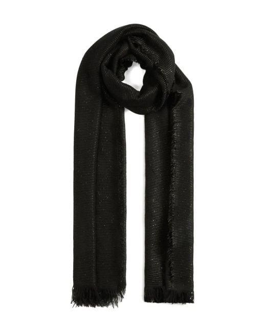Écharpe En Maille Métallisée À Franges Fabiana Filippi en coloris Black