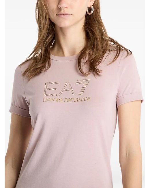 EA7 Pink Logo-Print Mini Dress