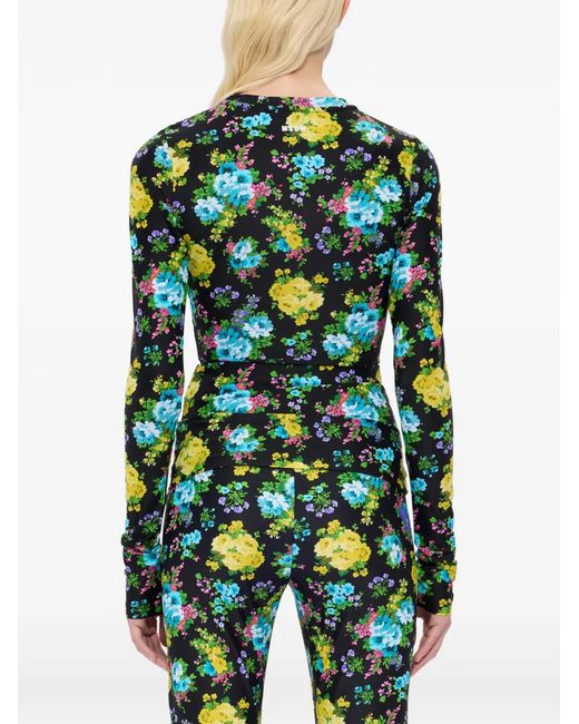 MSGM Green Haut À Fleurs