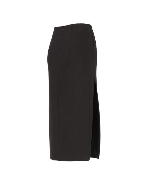 Al Duca D'aosta Black Side-Slit Pencil Midi Skirt