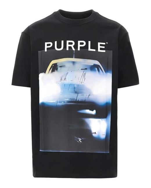 Purple Brand Black Graphic-Print T-Shirt for men