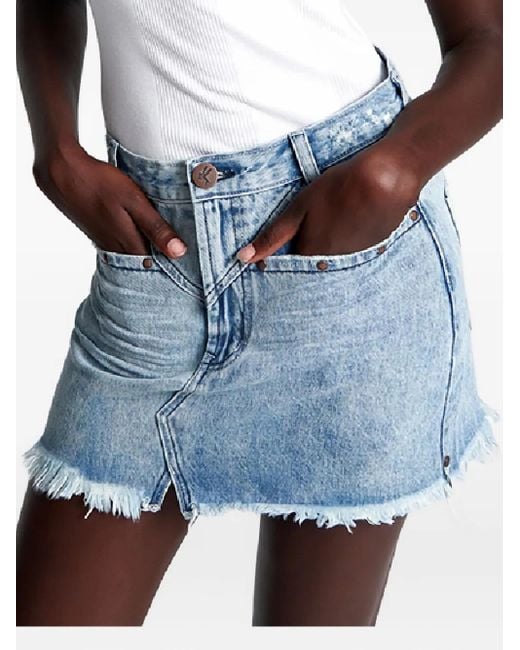 One Teaspoon Blue Salty Dog Frayed Mini Skirt