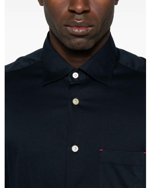 メンズ Kiton Classic-collar Cotton Shirt Blue