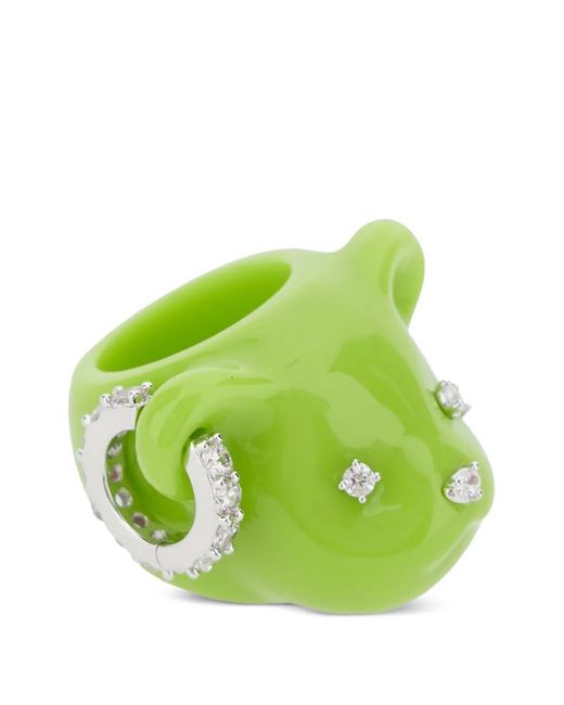 YVMIN Green Ring Mit Bärenkopf