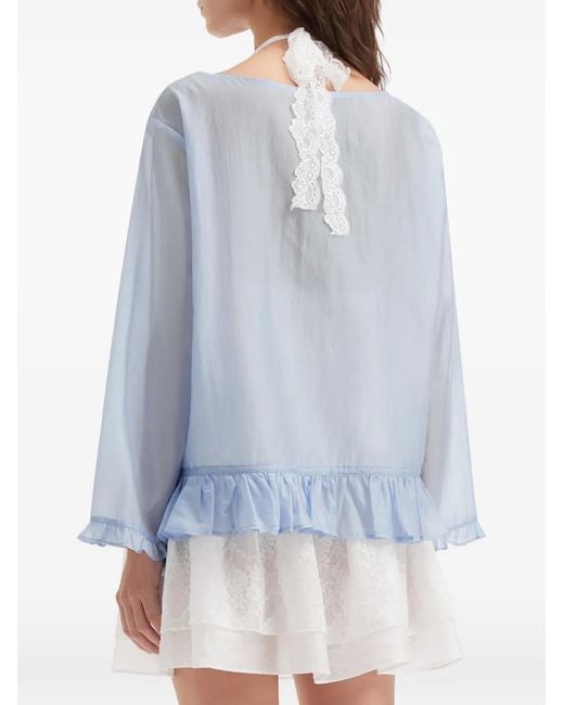 B+ AB Blue Lace Ruffled Playsuit