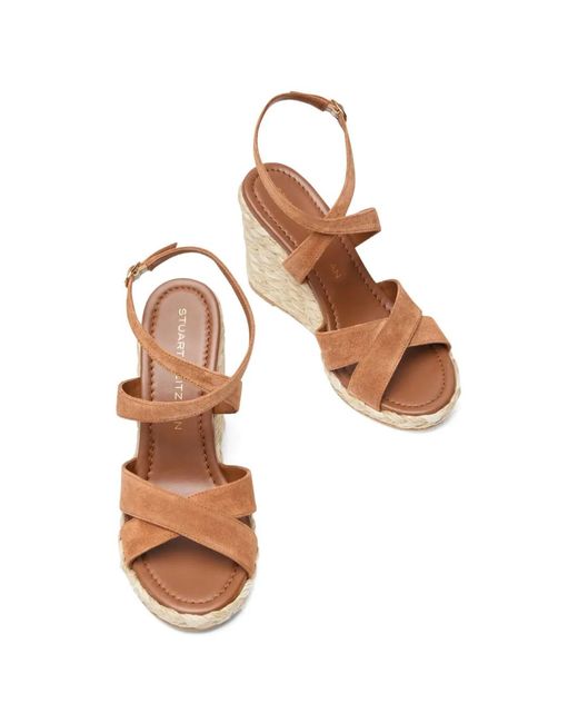 Stuart Weitzman Natural Alyssa Crossover-Strap Sandals