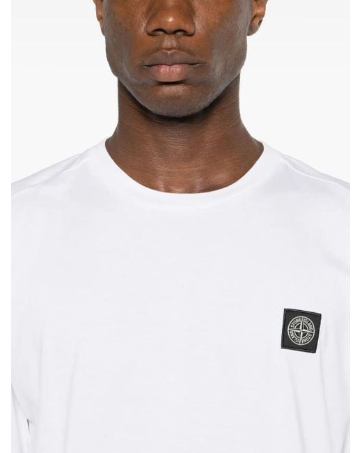 Stone Island White T-Shirt M/Lunga for men