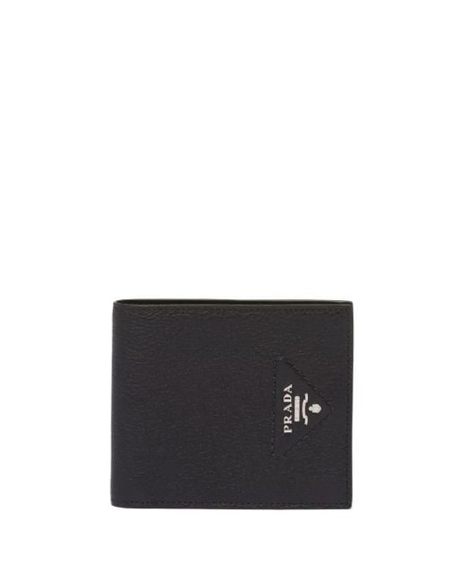 Portafoglio Bi-Fold Con Placca Logo di Prada in Black da Uomo