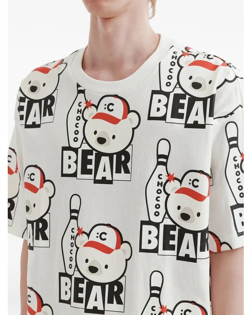 Chocoolate White T-Shirt Imprimé Bowling for men