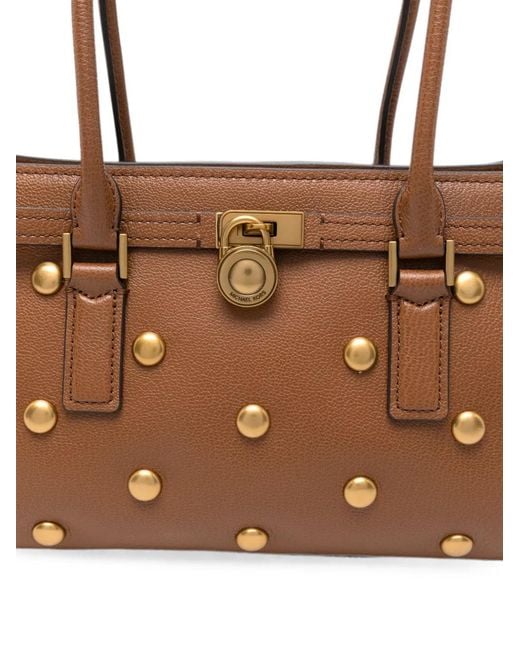 MICHAEL Michael Kors Brown Stud-Embellished Leather Shoulder Bag