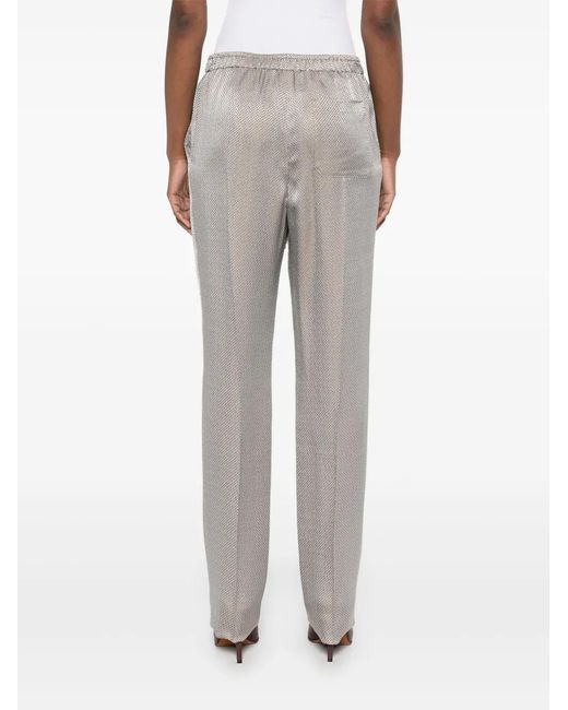 Giorgio Armani Gray Textured Trousers With Elasticated Waistband