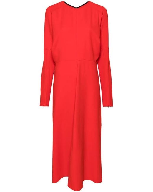 Victoria Beckham Red Draped Cady Midi Dress