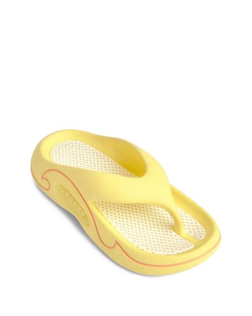 Rabanne Yellow Tongs À Logo Embossé