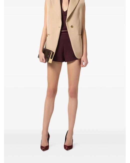 Elisabetta Franchi Natural Embellished-Button Sleeveless Waistcoat