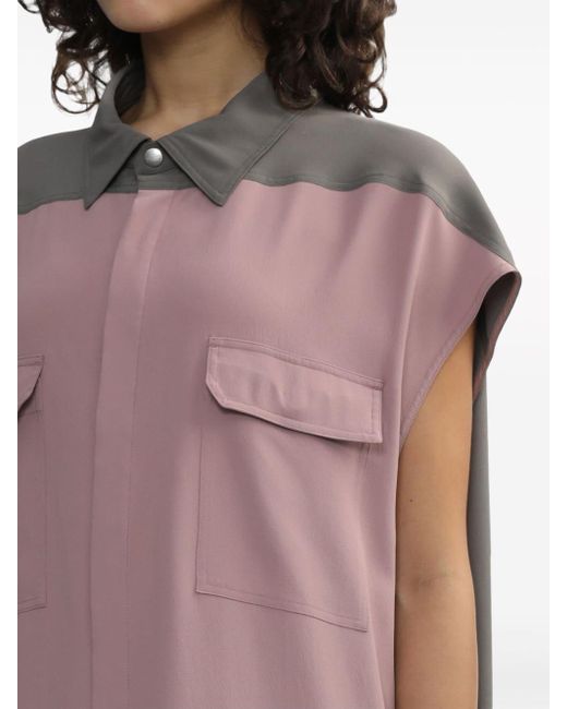Rick Owens Pink Sleeveless Panelled Shirt