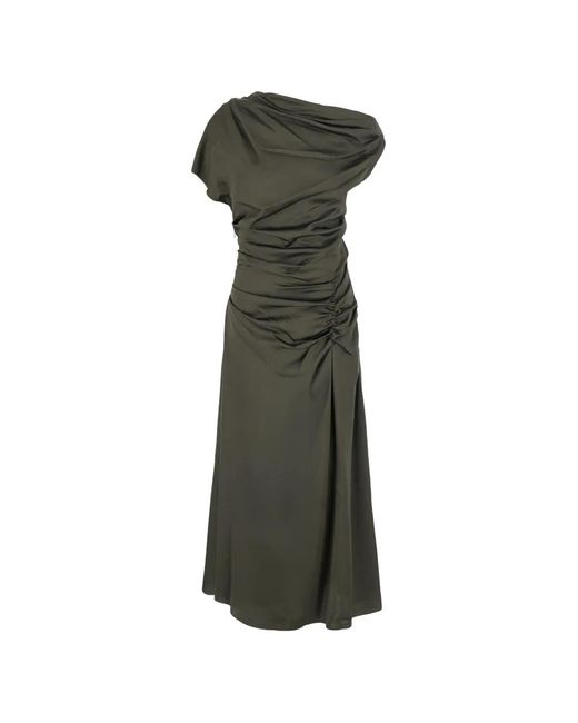 Jonathan Simkhai Green Draped Ruched Midi Dress