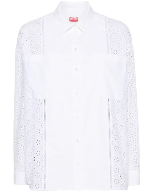 Camisa con bordado inglés KENZO de color White