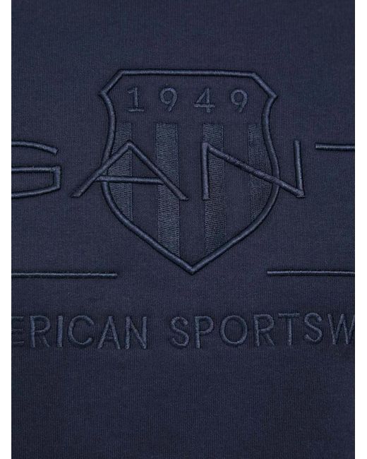 Gant Blue Logo-Embroidered Hoodie