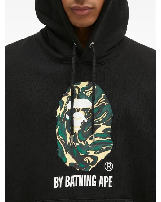 Felpa Con Stampa Camouflage E Cappuccio di A Bathing Ape in Black da Uomo