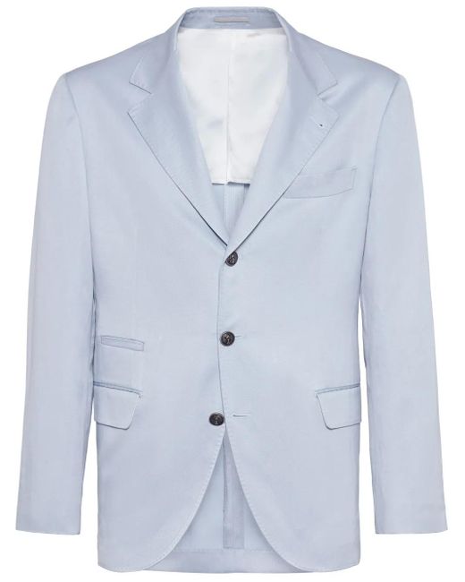 Brunello Cucinelli Blue Twill-Weave Blazer for men