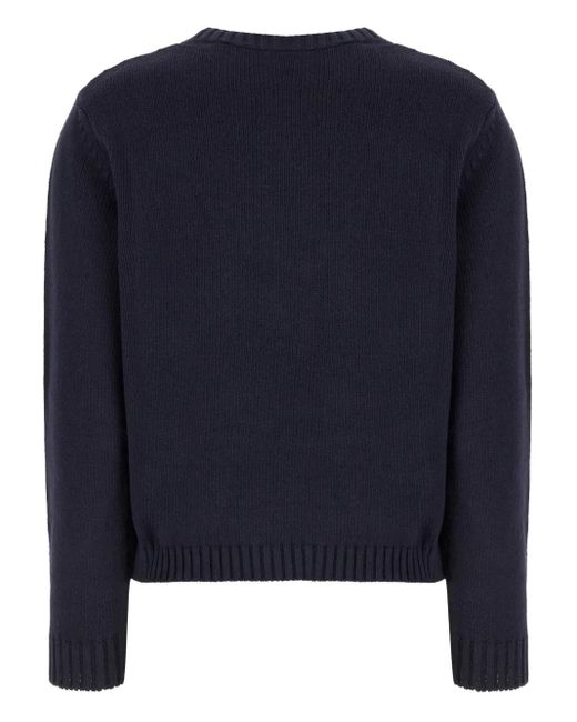 Weekend by Maxmara Blue Nespola Whale-Embroidered Crew-Neck Sweater
