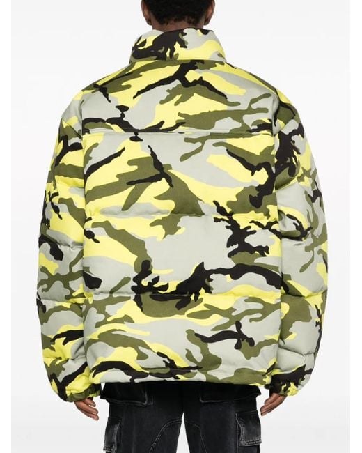 Vetements Yellow Camouflage-Print Puffer Jacket