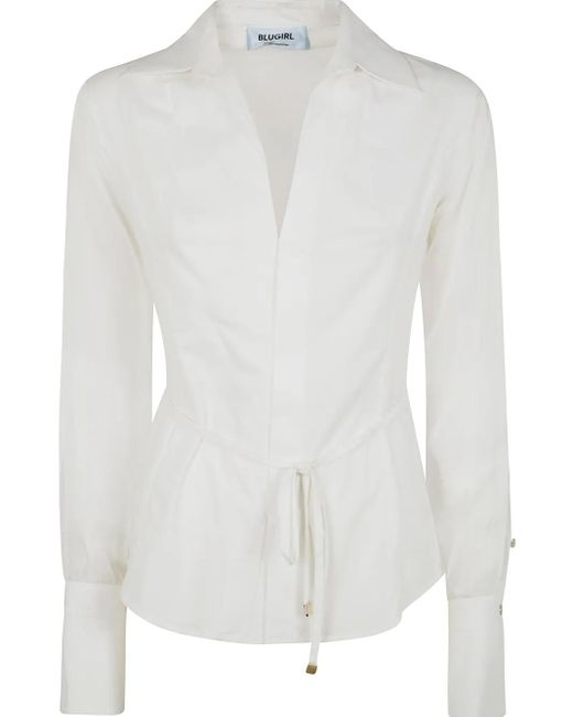 Blugirl Blumarine White Stretch-Cotton Blouse