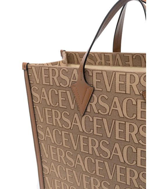 Versace Brown Jacquard Logo Large Tote Bag for men