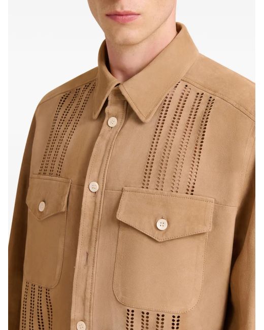 Marni Brown Suede Shirt With Cut-Out Detailing for men