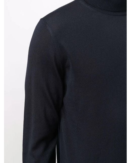 Emporio Armani Blue Wool High Neck Sweater for men
