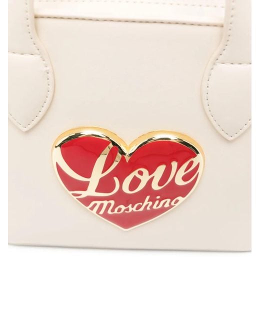 Love Moschino Pink Heart-Shaped Plaque Tote Bag