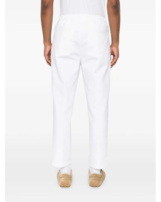 Eleventy White Pleated Elasticated-Waist Trousers for men