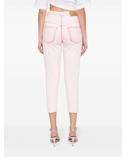 Isabel Marant Pink Oliviani Cropped-Jeans mit hohem Bund