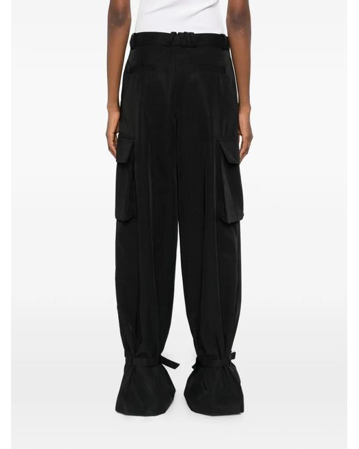The Attico Black Buckle Belt Cargo Trousers
