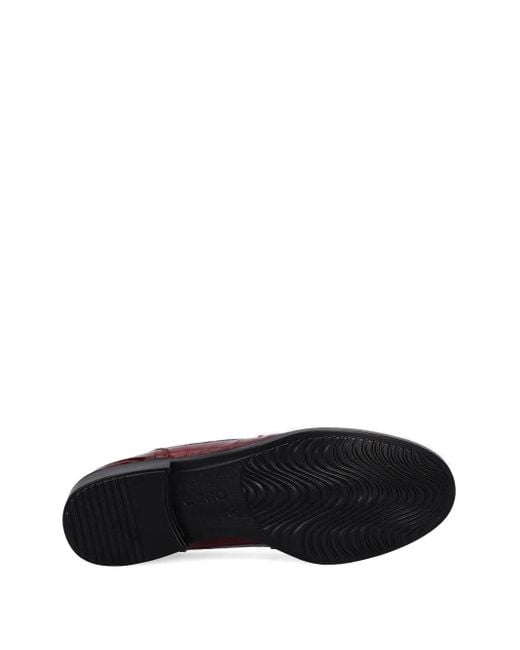 Ecco Red Crocodile-Embossed Penny Loafers