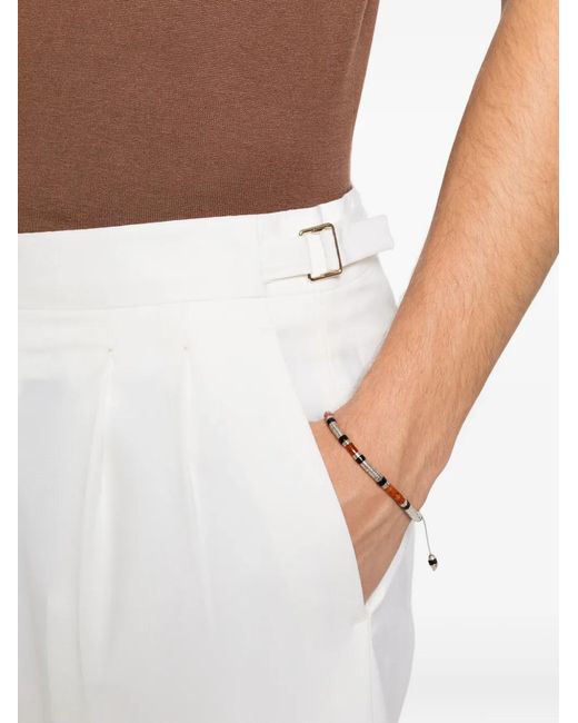 Briglia 1949 White Pleated Side-Adjuster Trousers for men